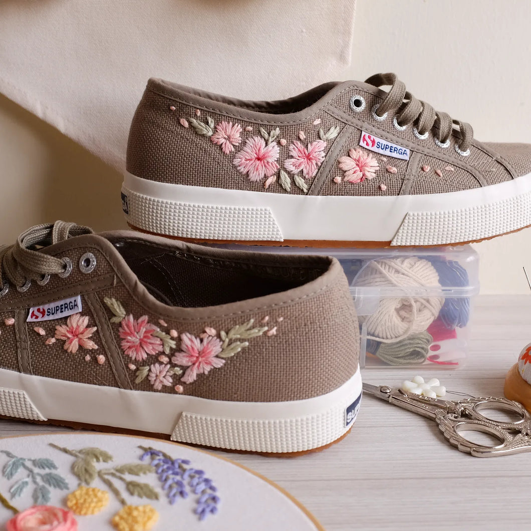 Sakura / Cherry Blossoms on Superga 2750 Classic (Safari Green)