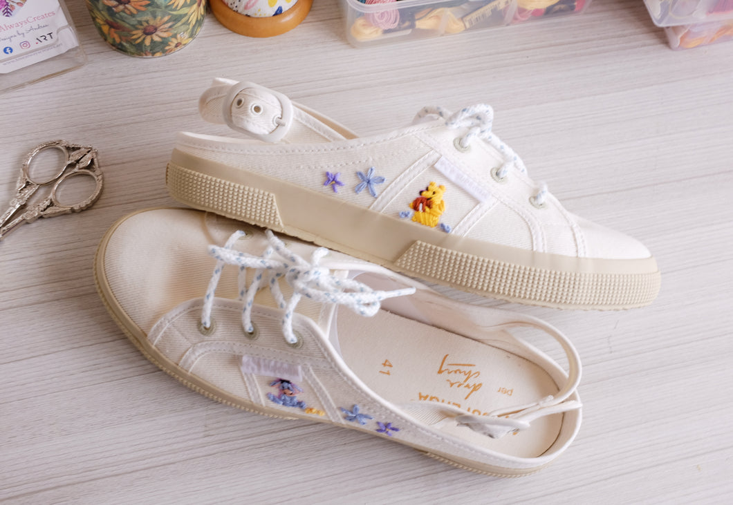 Winnie the Pooh design on Superga Slingbacks
