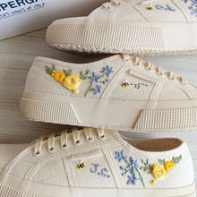 Load image into Gallery viewer, Bees and Yellow Roses on Superga 2750 Classic (Beige/Natural)
