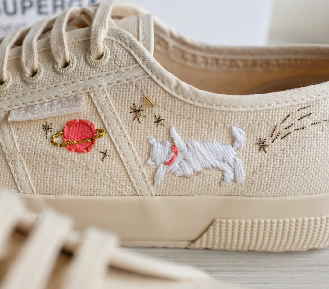 Space Cat design on Superga 2750 Classic (Beige/Natural)