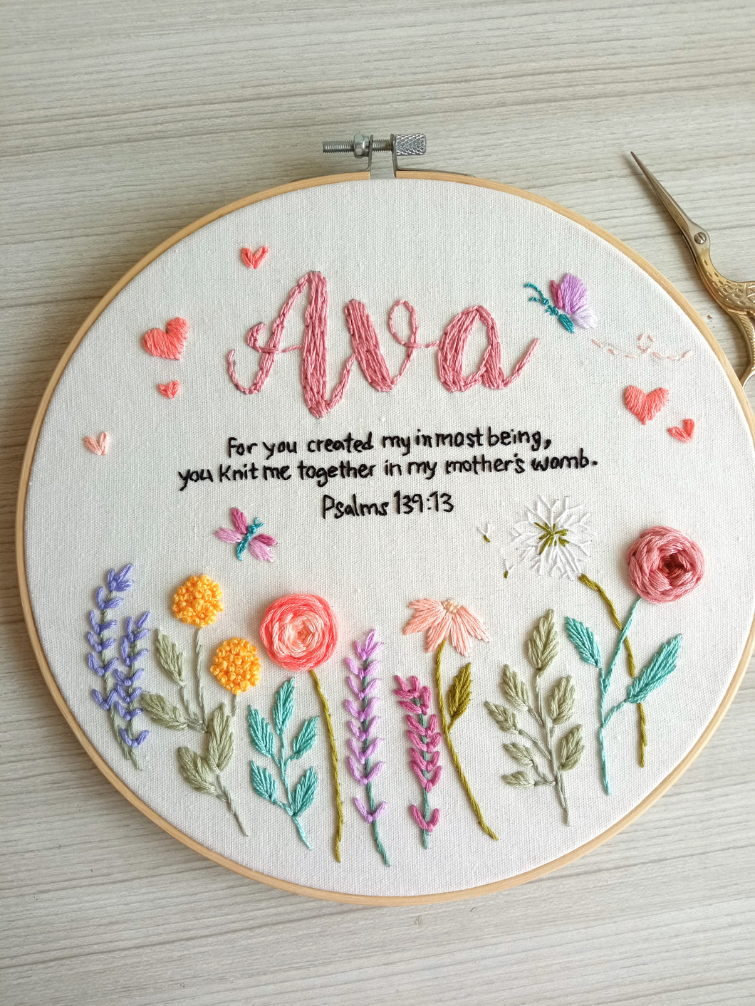 Ava Flower Garden Name Hoop