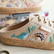 Load image into Gallery viewer, Underwater World on Superga 2402 Mules (Espadrille with Rose Gold Eyelets)
