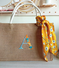 Load image into Gallery viewer, Monogram Jute Bag (Yellow Floral)

