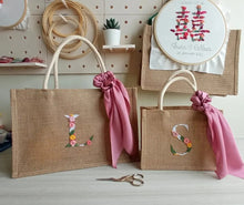 Load image into Gallery viewer, Monogram Jute Bag - Mini Me Set
