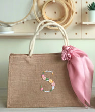 Load image into Gallery viewer, Monogram Jute Bag (Solid Pink)
