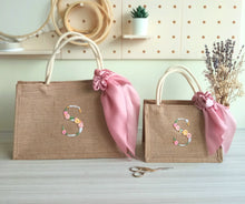 Load image into Gallery viewer, Monogram Jute Bag - Mini Me Set

