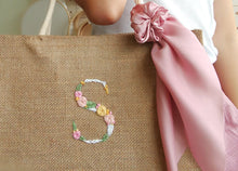 Load image into Gallery viewer, Monogram Jute Bag (Solid Pink)
