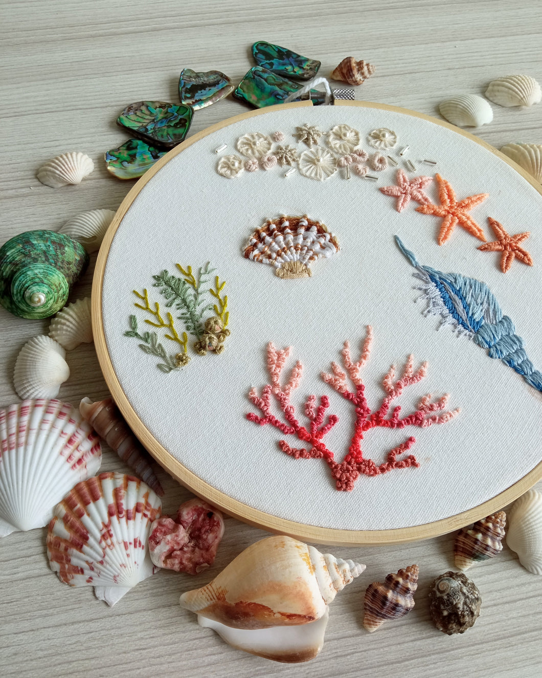 Seashell Embroidery Hoop