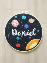 Load image into Gallery viewer, Space-themed Embroidery Name Hoop
