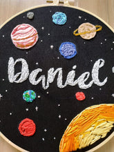 Load image into Gallery viewer, Space-themed Embroidery Name Hoop
