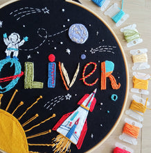 Load image into Gallery viewer, Astronaut Rocket Name Embroidery Hoop

