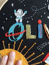 Load image into Gallery viewer, Astronaut Rocket Name Embroidery Hoop
