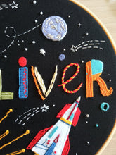 Load image into Gallery viewer, Astronaut Rocket Name Embroidery Hoop
