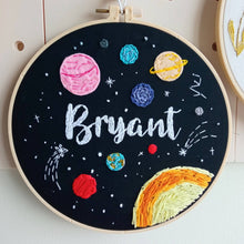 Load image into Gallery viewer, Space-themed Embroidery Name Hoop
