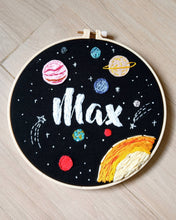 Load image into Gallery viewer, Space-themed Embroidery Name Hoop
