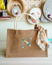Load image into Gallery viewer, Monogram Jute Bag (Yellow Floral)
